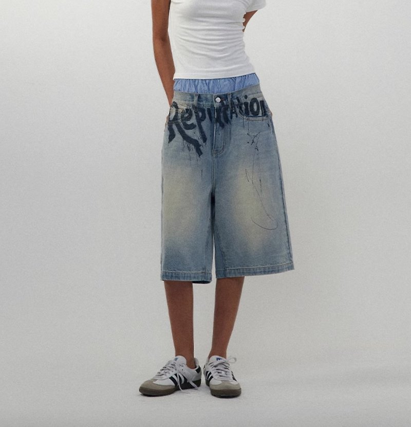 Inkjet Shorts - Women's Shorts - Cotton & Hemp Blue