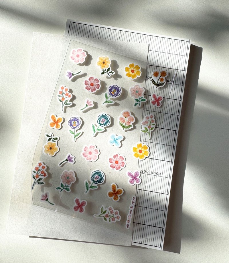 Cute Color Pencil Mini Flowers Kiss-cut Sticker - 貼紙 - 紙 多色