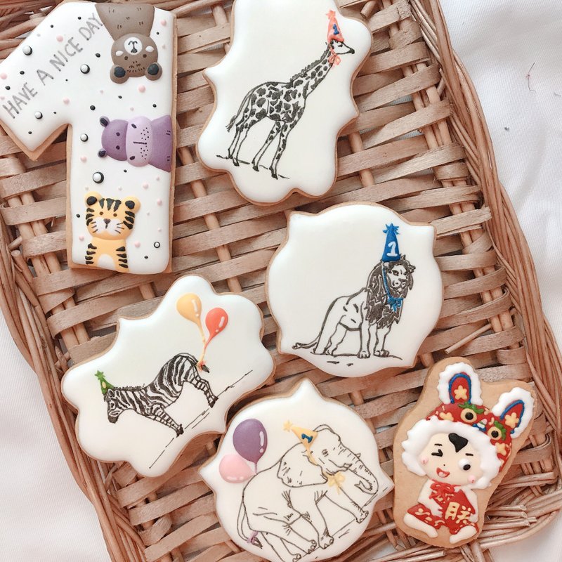 Realistic Animal Series 6 Pieces Icing Biscuit Salivation Biscuit Birthday Party Dessert - Handmade Cookies - Fresh Ingredients 