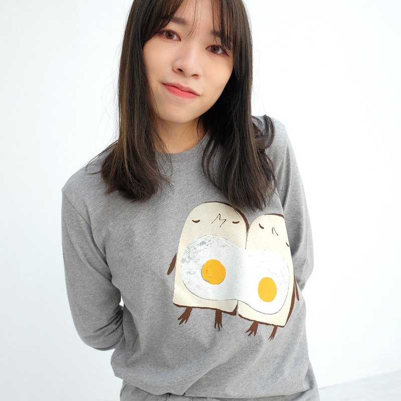 Double-egg breakfast unisex shirt - อื่นๆ - ผ้าฝ้าย/ผ้าลินิน สีเงิน