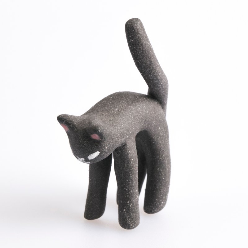 Black Cat Series—Long-legged Black Cat - ของวางตกแต่ง - ดินเผา สีดำ