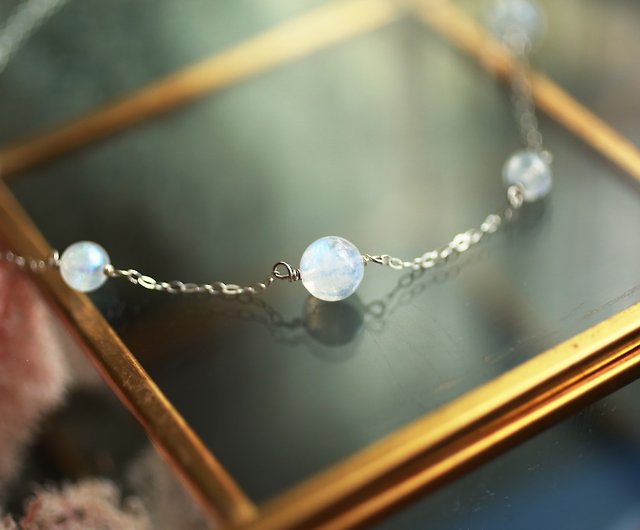 Details about  / Blue Rainbow Moonstone Round 4-5 mm Beads 925 Fine Silver 6/" Strand  Bracelet JJ