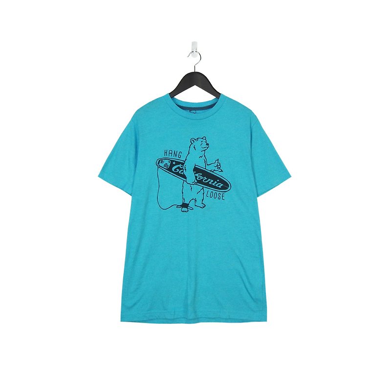 A‧PRANK :DOLLY :: 復古著VINTAGE品牌OLD NAVY湖水綠衝浪熊T恤(T805064) - 男 T 恤 - 棉．麻 藍色
