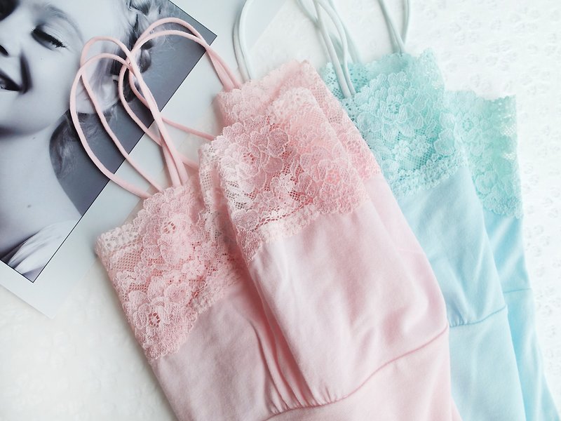 【Homewear】Dawn Rose・Modal Rachel Lace Vest・Made in Taiwan - Loungewear & Sleepwear - Cotton & Hemp Pink