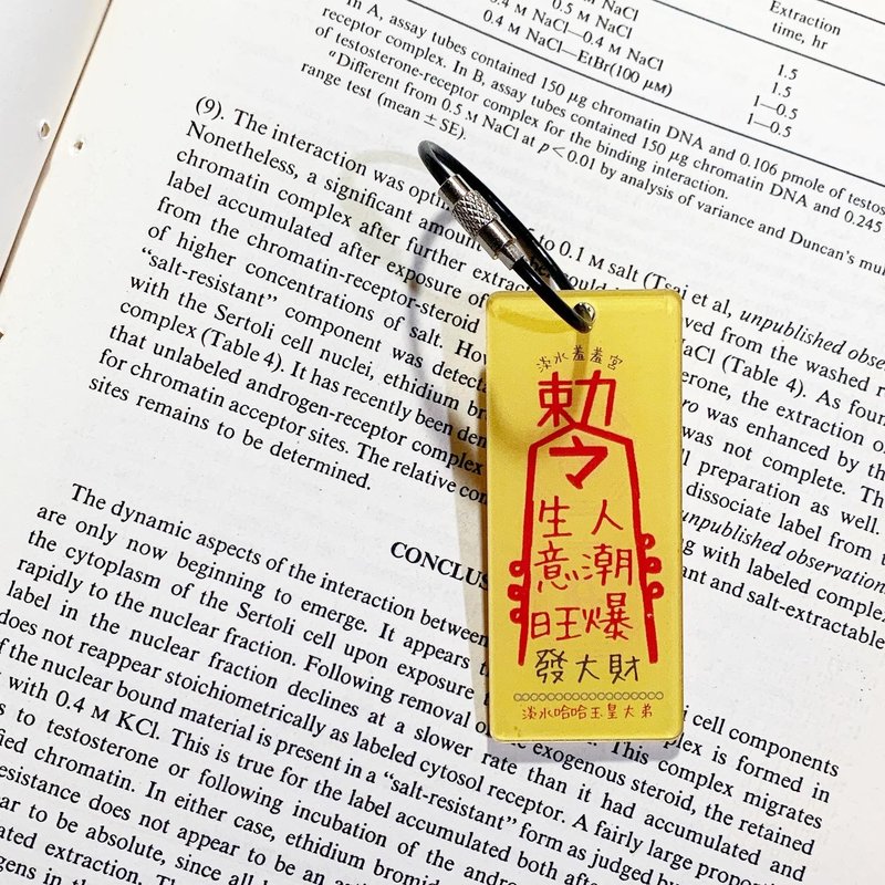 生意旺 人潮爆 - 平安符壓克力吊飾鑰匙圈掛飾 - 吊飾/掛飾 - 壓克力 黃色