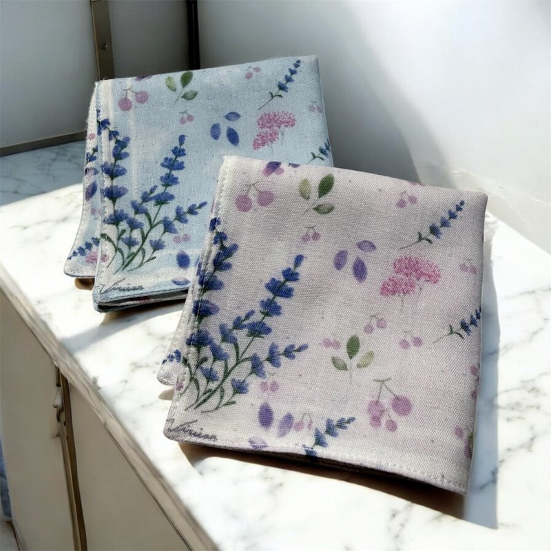 Vivi Chou -Me time 系列 II 花雨 雙層二重紗小手帕 - 手帕 - 棉．麻 粉紅色