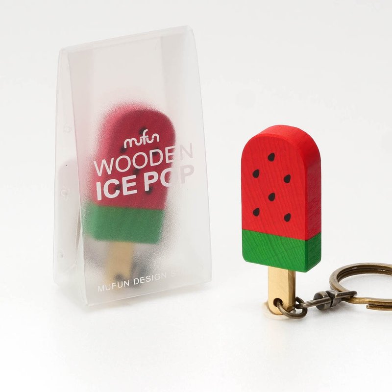 原木冰棒造型 ICE POP【西瓜】鑰匙圈 - 鑰匙圈/鑰匙包 - 木頭 
