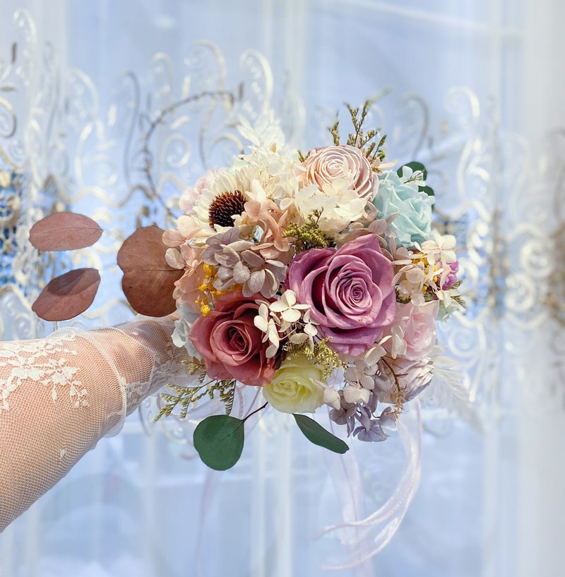 永生花新娘捧花 客製化 求婚 婚禮  伴娘捧花 拍照 客製  情人節 - 乾燥花/永生花 - 植物．花 粉紅色