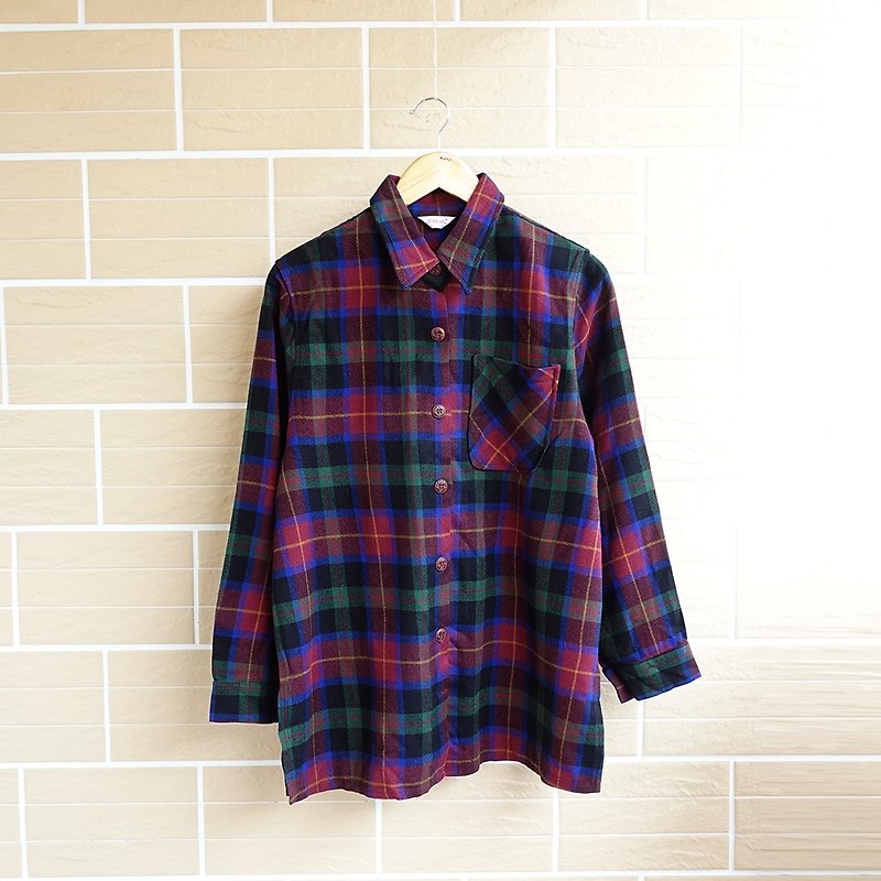 │Slowly │ classic checkered - ancient shirt shirt │ vintage. Retro. - เสื้อแจ็คเก็ต - เส้นใยสังเคราะห์ หลากหลายสี