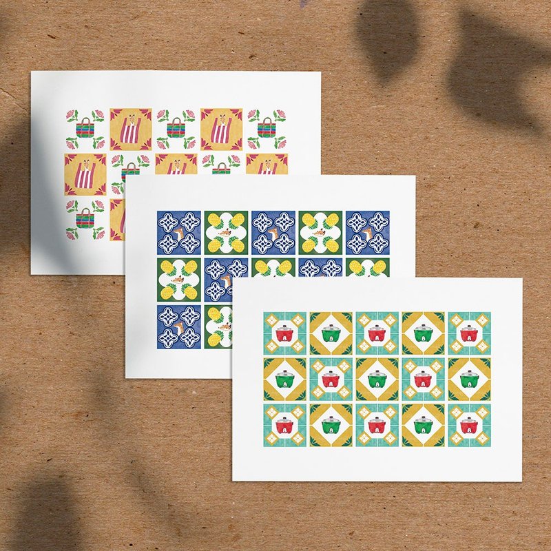 Taiwan Small Objects and Tiles Series-Electric Cooker, Wanglai, Bag | Postcard Set (Three in one set) - การ์ด/โปสการ์ด - กระดาษ 