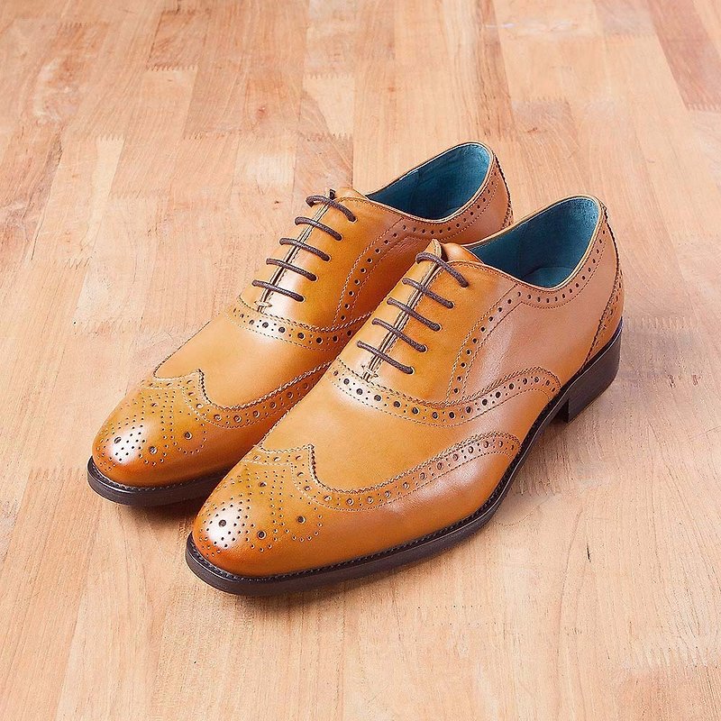 Vanger Square Carved Oxford Shoes Va239 Brown - รองเท้าลำลองผู้ชาย - หนังแท้ สีนำ้ตาล