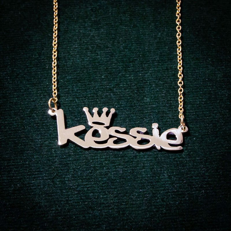 Made to order - Customize name necklace with small crown - สร้อยคอ - ทองแดงทองเหลือง 