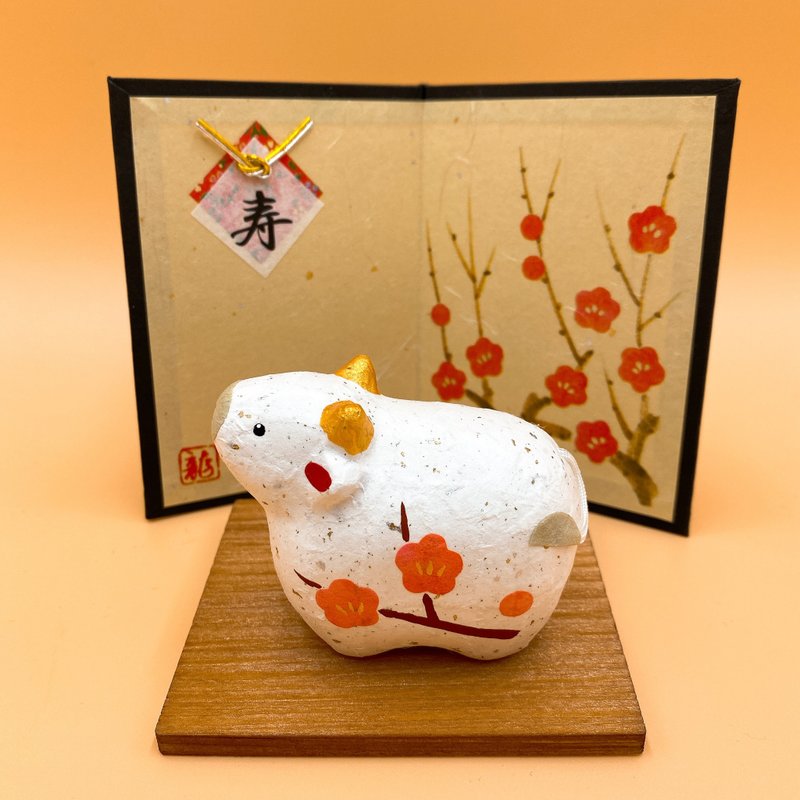 【招福干支】開運干支 生肖牛 緣起物 長壽牛 - 擺飾/家飾品 - 紙 白色