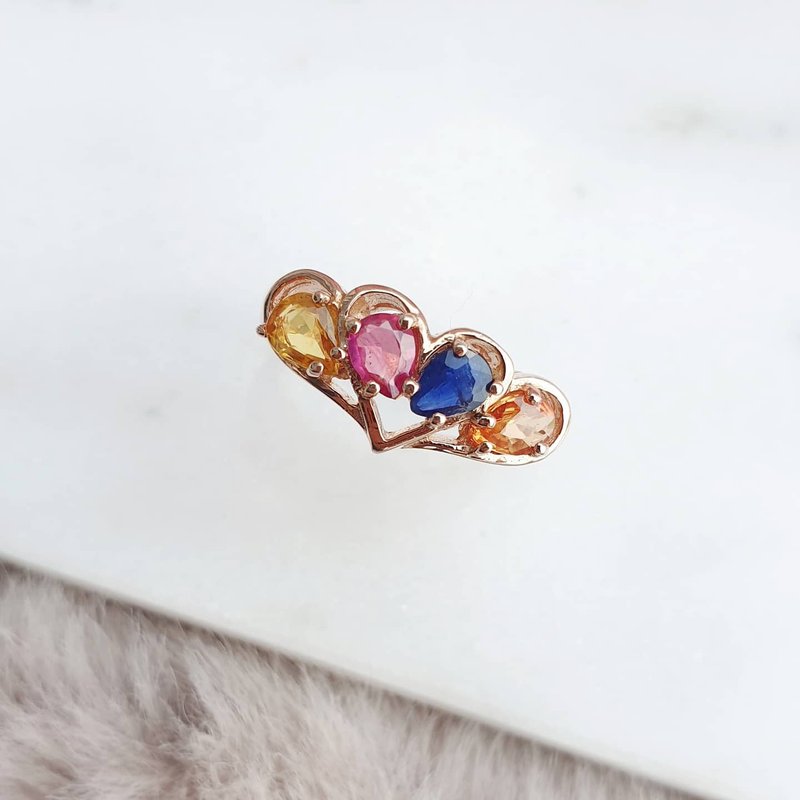แหวนพลอย sapphire 4 สี rainbow - แหวนทั่วไป - เครื่องเพชรพลอย หลากหลายสี