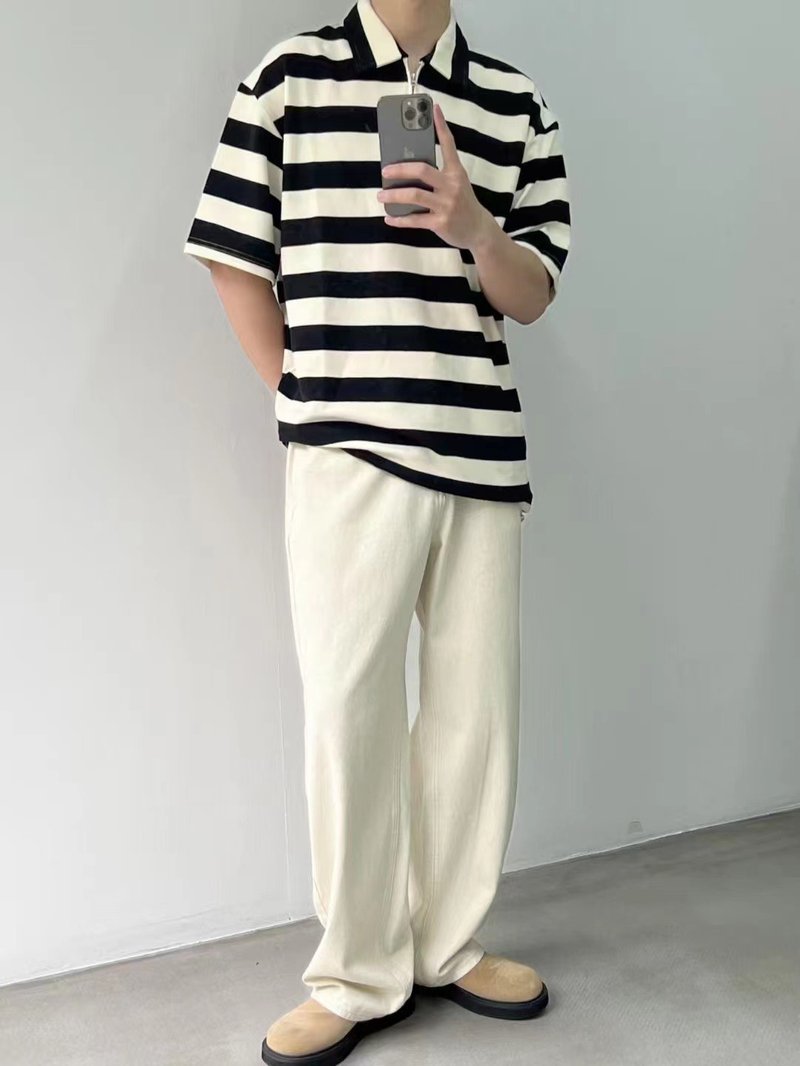 And ten to one | and ten to one | 23SS spring new casual short-sleeved T-shirt POLO shirt - เสื้อฮู้ด - ผ้าฝ้าย/ผ้าลินิน 