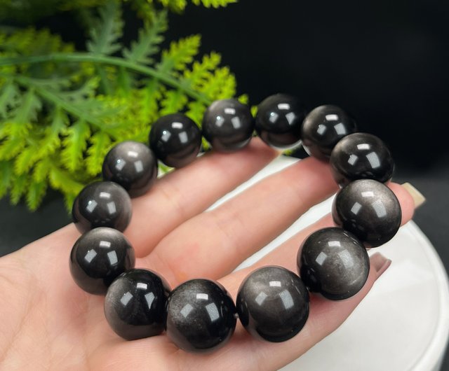 High quality natural Silver obsidian bracelet 18mm large
