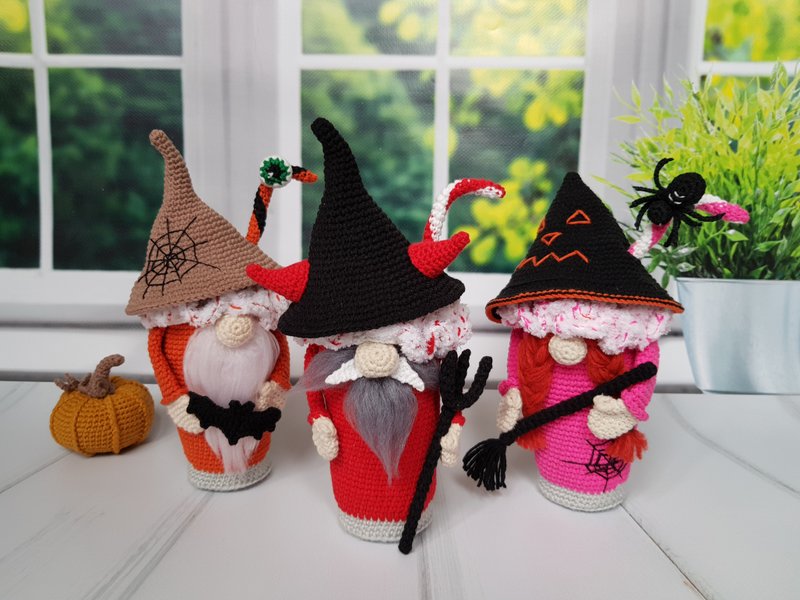 Halloween crochet pattern, Crochet gnomes cocktails Pattern - 手工藝教學/工具書 - 其他材質 
