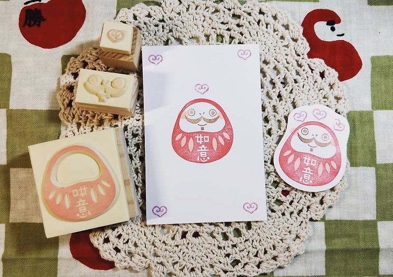 | Exhibit Works | Fu Shen Combination Seal Series-Ruyi Fu Shen Hand-engraved Seal - ตราปั๊ม/สแตมป์/หมึก - ยาง สีแดง