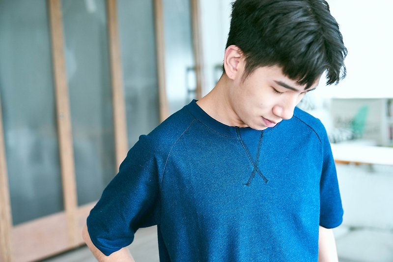 丹寧衛衣衫 DENIM SWEAT SHIRT / 香港設計 / 潮服 / 男裝 女裝 / 優質 (寶藍色) - 中性衛衣/T 恤 - 棉．麻 藍色