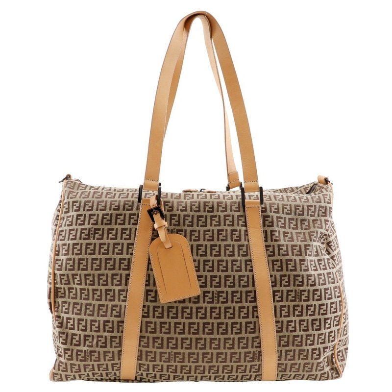 【日本直送】フェンディ FENDI ズッキーノ ボストンバッグ 7VS014 ナイロンキャンバス × レザー 茶 ユニセックス【中古】 - 手提包/手提袋 - 尼龍 咖啡色