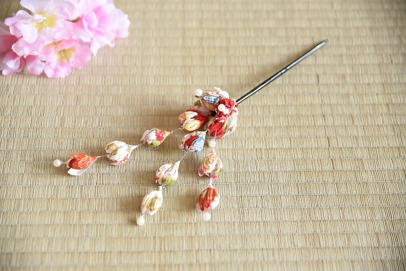 Japanese wind Bob red peony section - Hair Accessories - Paper Pink