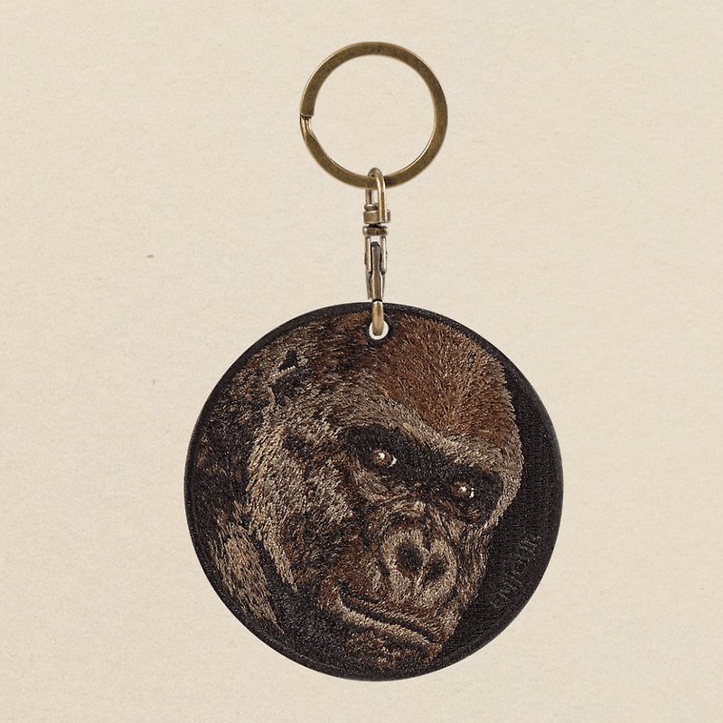 EMJOUR Reversible Embroidery Charm - Gorilla | Real Embroidery - Charms - Thread Brown