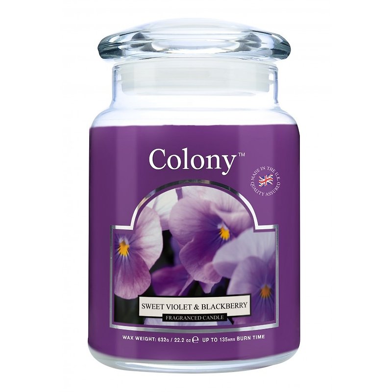 British Candle Colony Violet with Blackberry Glass Canned Candle - เทียน/เชิงเทียน - ขี้ผึ้ง 