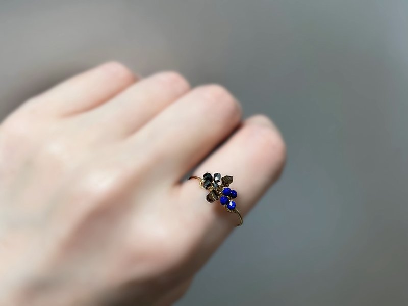 Bijou bouquet - ブラックダイヤモンドと3種の天然石の指輪 - 戒指 - 寶石 黑色