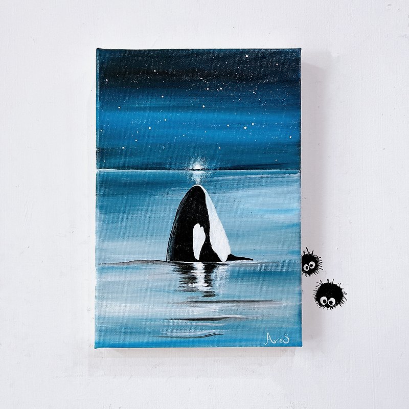 月光下的虎鯨 繪畫課程 壓克力畫 無繪畫基礎可學 - 插畫/繪畫/書法 - 棉．麻 