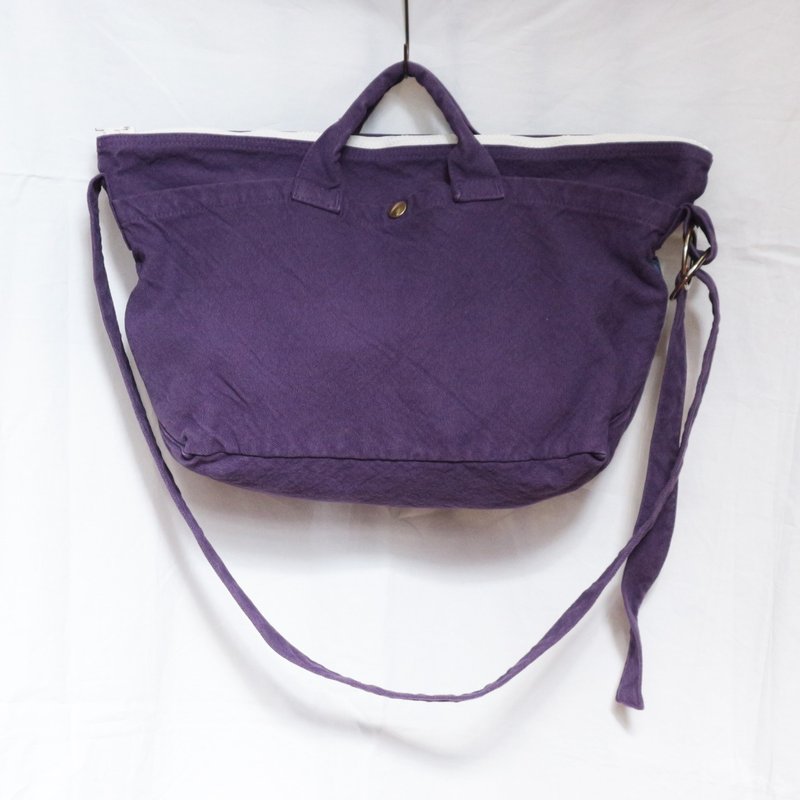 Boat-shaped zip tote bag [2024 Fall/Winter limited edition color: Pansy] (VC-39) - Messenger Bags & Sling Bags - Cotton & Hemp Purple