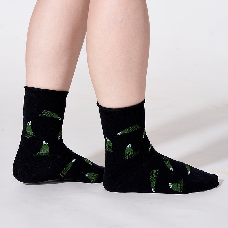 Meteor 3:4 /black/ socks - ถุงเท้า - ผ้าฝ้าย/ผ้าลินิน สีดำ