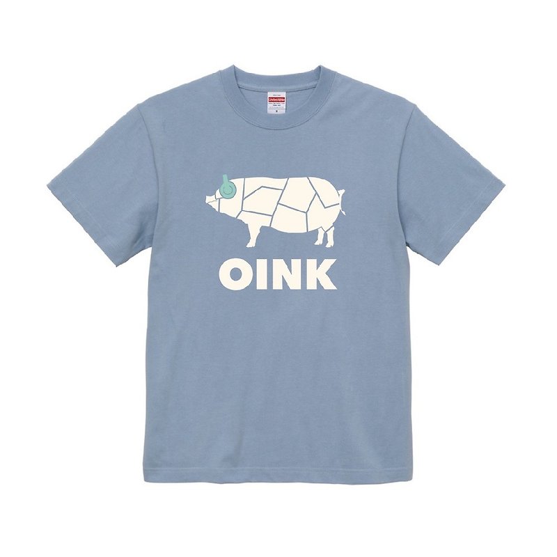 棉．麻 女 T 恤 - OINK T恤 - 藍色蘇打