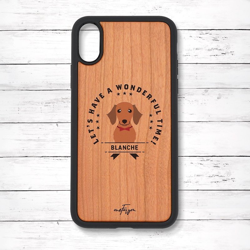 Wood Phone Cases Brown - Personalized Miniature Dachshund Shock Absorbent Wooden iPhone Case Emblem