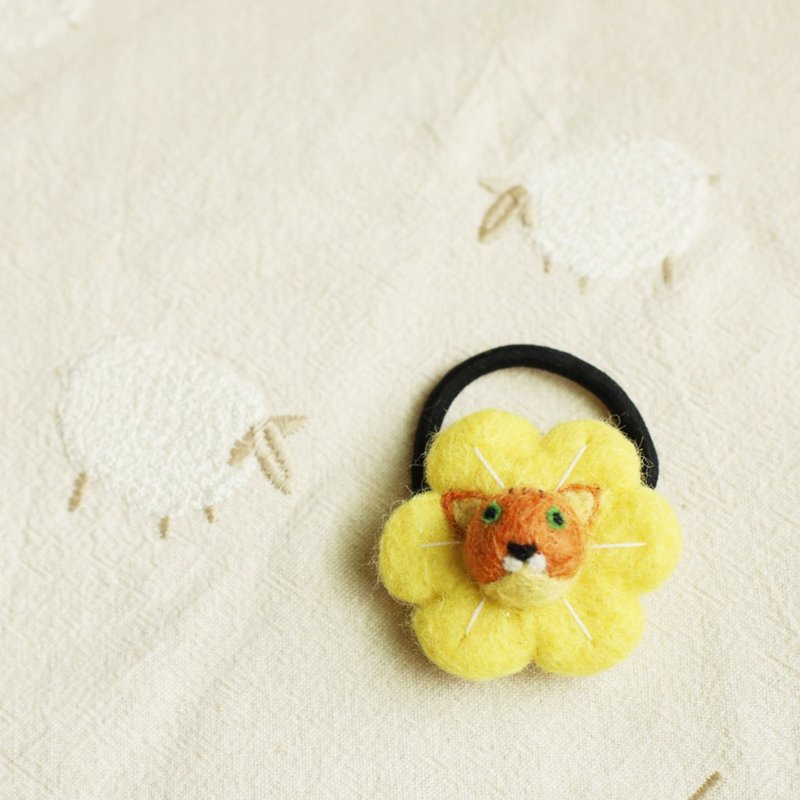 羊毛氈 髮圈 黃梅 橘貓 祈福 御守適用文化幣 - 髮夾/鯊魚夾 - 羊毛 黃色