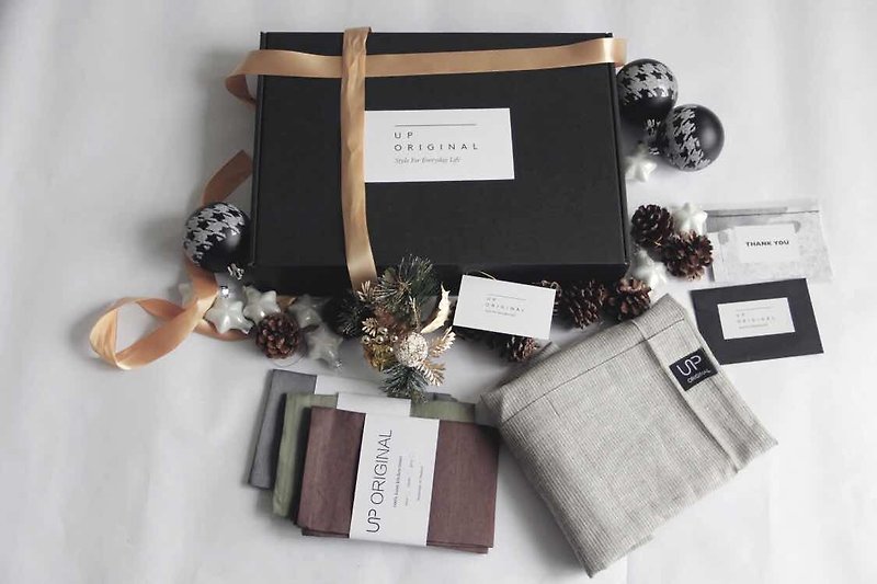 "# Festive sale limited" exchange gifts kitchen linen + linen apron gift box - ผ้ากันเปื้อน - ผ้าฝ้าย/ผ้าลินิน หลากหลายสี