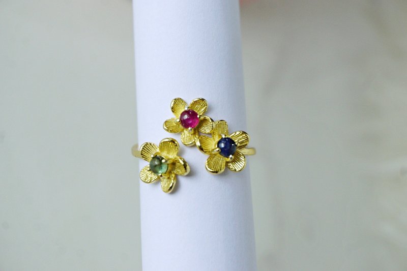 Multi Sapphire Ring Sterling Silver 925 Flower Design. - General Rings - Sterling Silver Multicolor