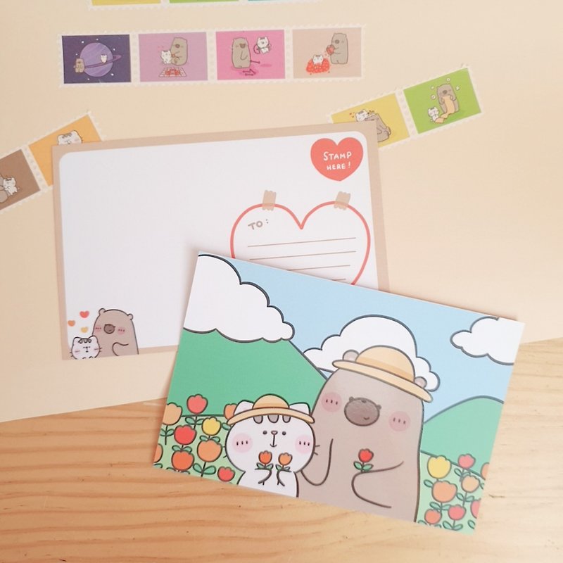 Postcard : Love story - Tulip Garden - 木工/竹藝/紙雕 - 紙 多色