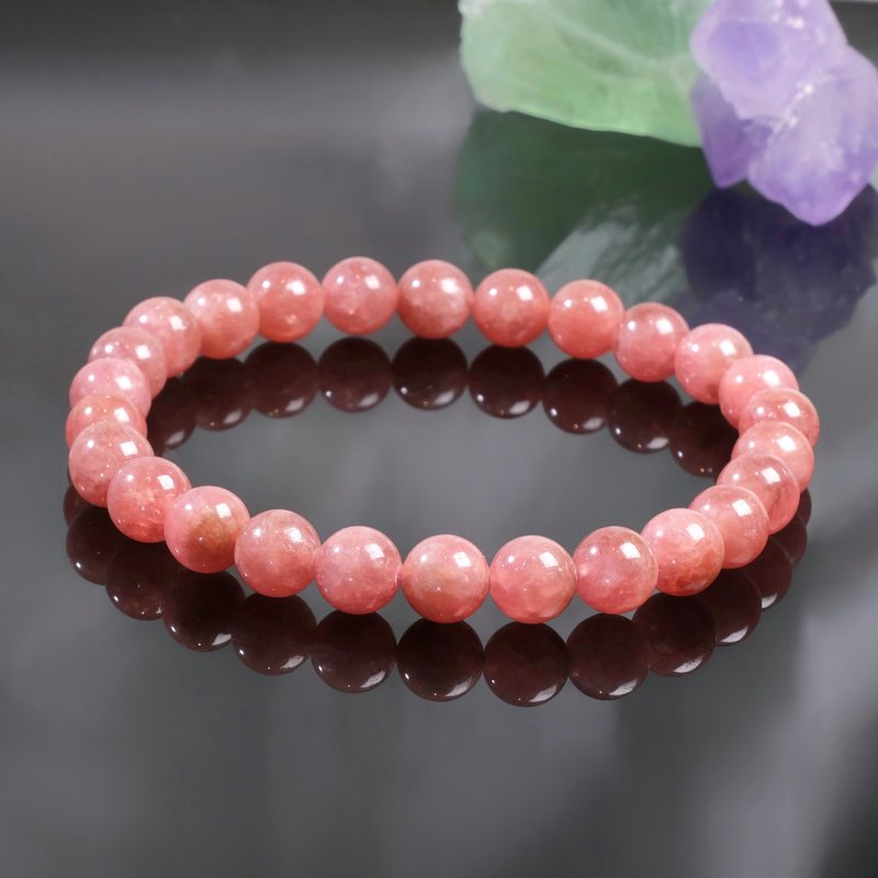 One picture, one thing│#562 7mm pink rose Stone crystal bracelet love marriage love peach blossom - Bracelets - Crystal Red