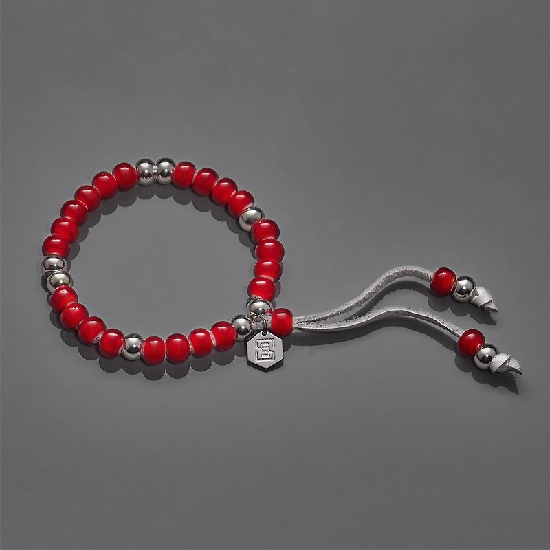 Handmade glass beaded bracelet - Bracelets - Gemstone Red