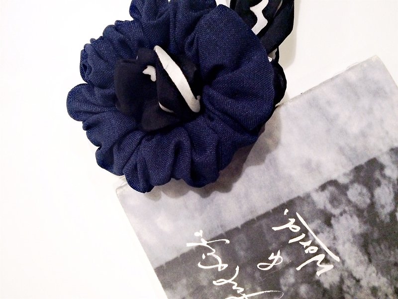 Dr.Pumpkin flower hair ring colon (large intestine laps) - Xu (보보 경심: 려 Hachioji) - Hair Accessories - Cotton & Hemp Blue