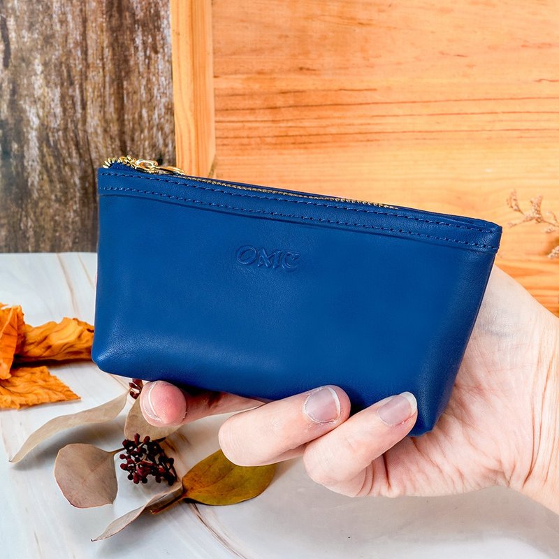 義大利植鞣革大水餃牛皮零錢包(天藍) - 零錢包/小錢包 - 真皮 藍色