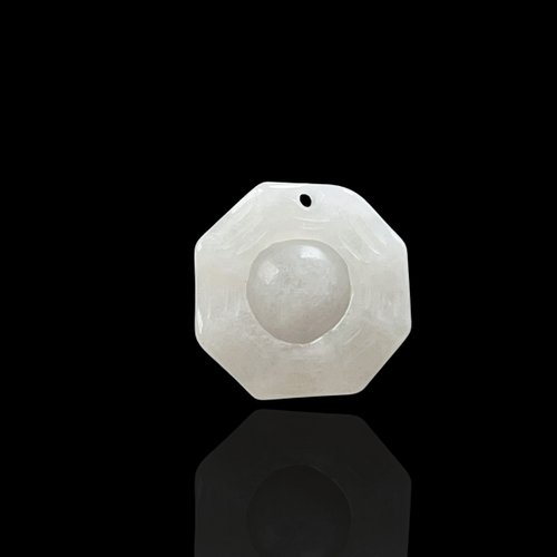 瓔珞珠寶盒 E.L.Jewelry Box 【擋煞‧避邪】冰種白翡翡翠八卦項鍊 | 天然緬甸玉A貨翡翠