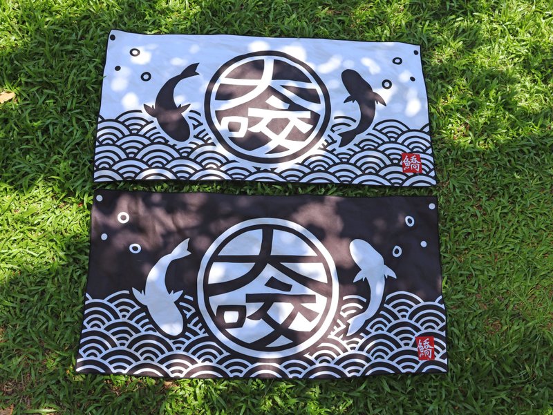 Hellofishy/釣魚/大咬速乾毛巾 - 毛巾/浴巾 - 其他人造纖維 黑色