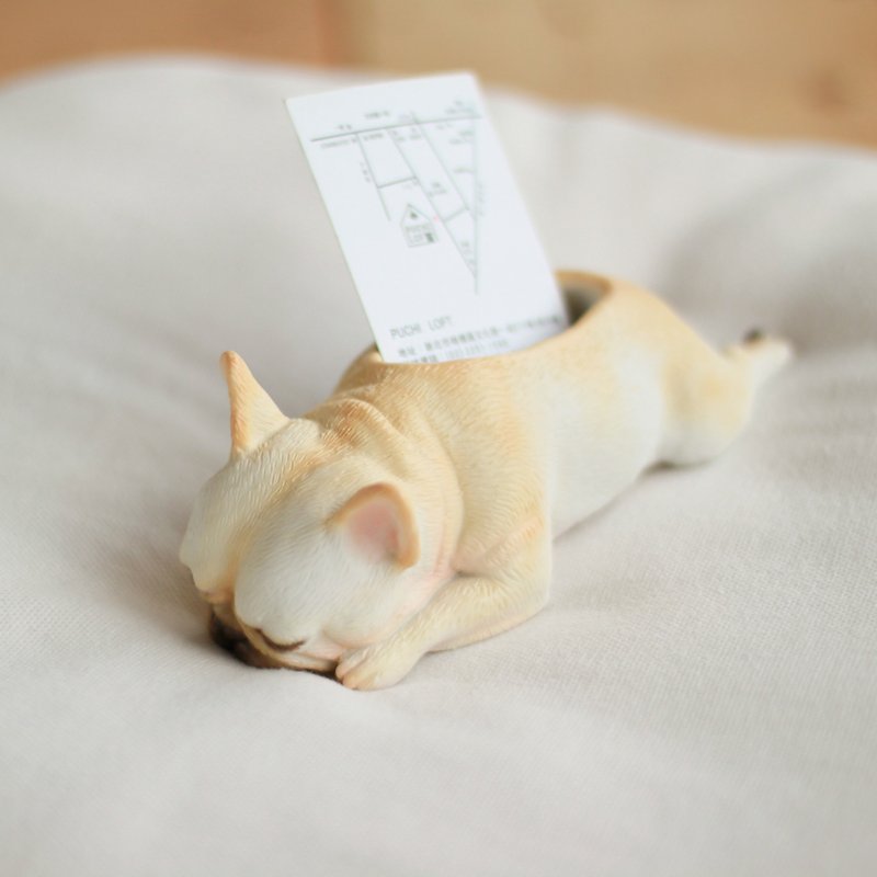 Snooze french bulldog  Business Card Holder / potted