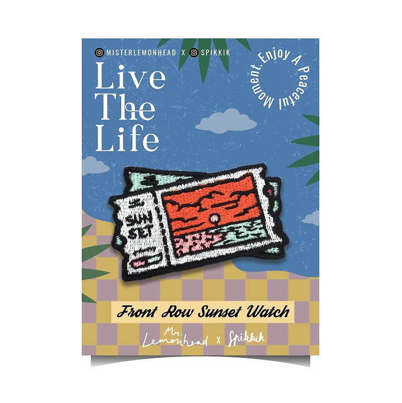 Live the life - Front row sunset watch / iron on patch - Badges & Pins - Thread Red