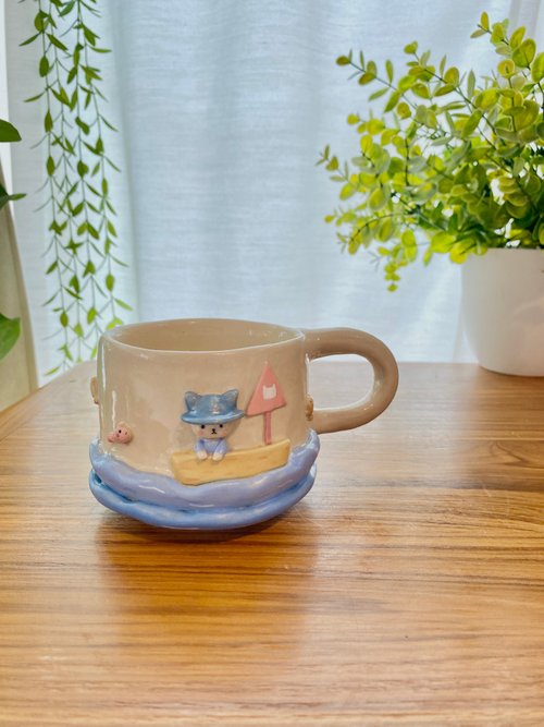 Handmade ceramic mug with witch cat design and a super cute magic broom -  Shop cher's pottery Mugs - Pinkoi