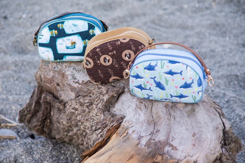 【New product on sale】Ocean round bag - Clutch Bags - Cotton & Hemp Multicolor