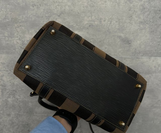 FENDI フェンディ ペカンストライプ ボストンバッグ ハンドバッグ