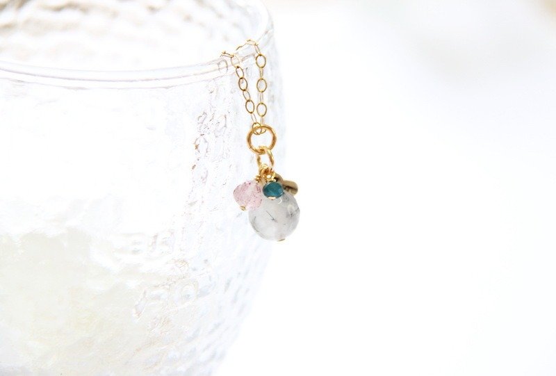 Black Crystal Heart Necklace-2 / Black Rutilated Quartz 14K GF - Necklaces - Gemstone Multicolor