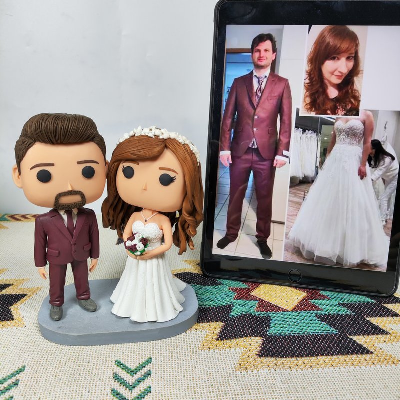 客製化3D人像公仔 訂製手工Funko Pop情侶父母夫妻結婚週年禮物 - 公仔/玩偶 - 黏土 多色